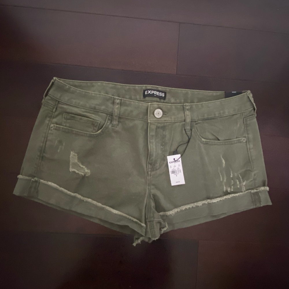 NWT Army Green Express Jean Shorts 12